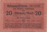 Schlochau , 20 Mark Notgeld Schein in gbr. Geiger 475.03.b von 1918 , Westpreussen Grossnotgeld