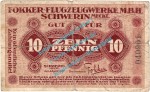 Schwerin , Notgeld 10 Pfennig Schein in s-gbr. Tieste 6790.05.03 , Mecklenburg 1917 Verkehrsausgabe