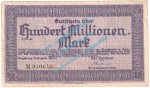 Siegburg , Notgeld 100 Millionen Mark Schein in gbr. Keller 4777.d , Rheinland 1923 Grossnotgeld Inflation