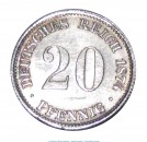Silbermünze , 20 Pfennig von 1874 -G-, ss - vz , Jäger 5 , Deutsches Kaiserreich