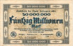 Solingen , Banknote 50 Millionen Mark Schein in gbr. Keller 4809.g , Rheinland 1923 Inflation