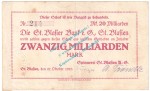 St. Blasien , Notgeld 20 Milliarden Mark Schein in gbr. Keller 4713.a , Baden 1923 Grossnotgeld Inflation