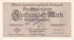 Stuttgart , Banknote 500 Mark Schein -braun- in kfr. Müller 4670.3.a , Württemberg 1922 Grossnotgeld