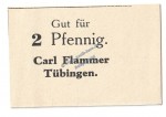 Tübingen , Notgeld 2 Pfennig Schein in kfr. Tieste 7480.10.02 , Württemberg o.D.