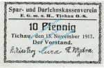 Tichau , Notgeld 10 Pfennig Schein in kfr. Tieste 7350.05.25 , Oberschlesien 1917 Verkehrsausgabe