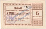 Tonndorf Lohe , Banknote 5 Millionen Mark Schein in gbr. Keller 5184.b Inflation 1923 Schleswig Holstein