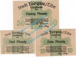 Torgau , Notgeld Set mit 3 Scheinen in kfr. Tieste 7375.05.01-03 , Sachsen 1920 Verkehrsausgabe