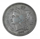 USA - Amerika , 3 Cent Münze 1866 -coronet Head left- KM.95 , ss-vz , -0153-