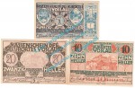 Vöslau , Notgeld Set mit 3 Scheinen in kfr. K-K 1121.II.a , Niederösterreich 1920