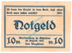 Waldenburg , Notgeld 10 Pfennig Nr.3 -gelblich- in kfr. M-G 1371.22 , Schlesien 1921 Seriennotgeld