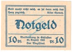 Waldenburg , Notgeld 10 Pfennig Nr.4 -gelblich- in kfr. M-G 1371.22 , Schlesien 1921 Seriennotgeld