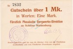 Waldenburg , Notgeld 1 Mark Schein in unc-kfr. Diessner 415.II.5 , Schlesien o.D. Notgeld 1914-15