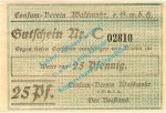 Waldmohr , Notgeld 25 Pfennig Schein in kfr. Tieste 7665.05.02 , Pfalz o.D. Verkehrsausgabe
