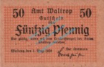 Waltrop , Notgeld 50 Pfennig Schein in kfr. Tieste 7690.05.10 , Westfalen 1920 Verkehrsausgabe