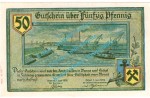 Wanne-Eickel , Notgeld 50 Pfennig Schein in kfr. Tieste 7705.05.10 , Westfalen 1918 Verkehrsausgabe