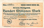 Westerburg , Banknote 100 Millionen Mark Schein in gbr. Keller 5579.a , Hessen 1923 Inflation