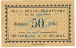 Wieselburg a.d.E. Notgeld 50 Heller Schein in kfr. K-K 1232.d , Niederösterreich o.D.